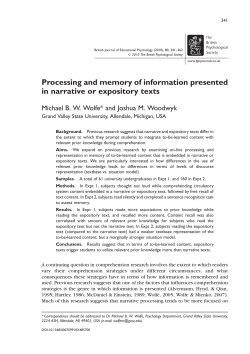 Processing and memory of information presented in narrative or