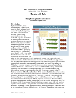 Working with Data Deciphering the Genetic Code