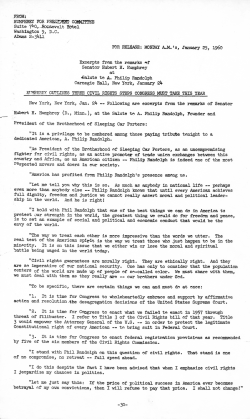 A Philip Randolph Salute, New York City (excerpts), January 24, 1960