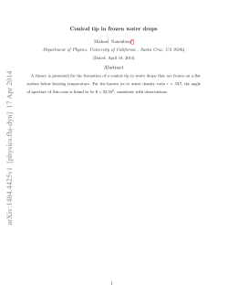 Conical tip in frozen water drops