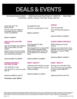 Current Offers from Silver Sands Premium Outlets&reg; as of 5/26/2017
