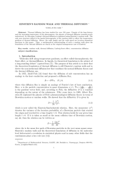 EINSTEIN`S RANDOM WALK AND THERMAL DIFFUSION ∗ 1