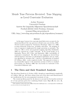 Mende Tone Patterns Revisited