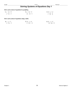 Solving Systems of Equations Day 1