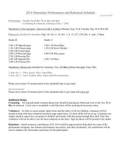 2014 Nutcracker Performance and Rehearsal Schedule