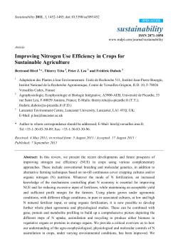 Improving Nitrogen Use Efficiency in Crops for Sustainable Agriculture