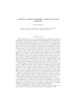 A MINIMAL VERSION OF HILBERT`S AXIOMS FOR PLANE