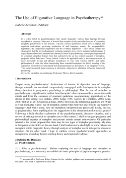 The Use of Figurative Language in Psychotherapy