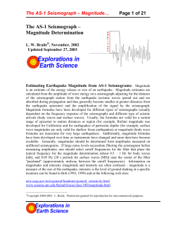 The AS-1 Seismograph &ndash; Magnitude Determination and