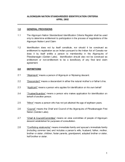 algonquin nation standardized identification criteria