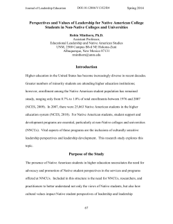 Perspectives and Values of Leadership for Native American College