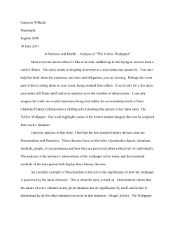 Analysis of &ldquo;The Yellow Wallpaper&rdquo; - Cameron`s E