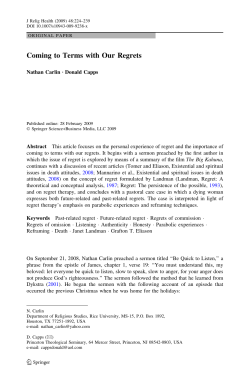 Coming to Terms with Our Regrets