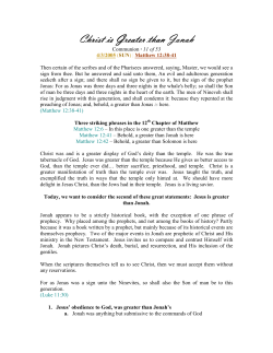 Christ is Greater than Jonah Christ is Greater than