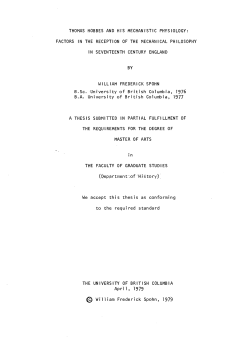 thomas hobbes and his mechanistic physiology