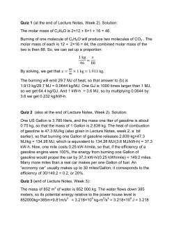 Quiz 1 (at the end of Lecture Notes, Week 2). Solution: The molar