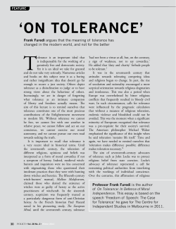 ON TOlERANCE - The Centre for Independent Studies