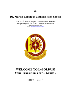 Gr 9 Program of Studies-Welcome to LeBoldus 2017-2018