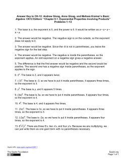 Answer Key to CK-12: Andrew Gloag, Anne Gloag, and Melissa