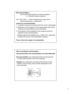 Neurotransmitters: Site of synthesis and transport