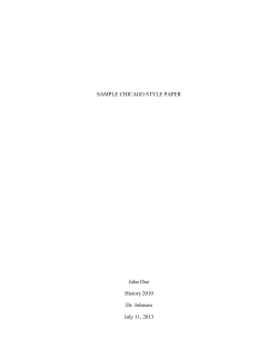 SAMPLE CHICAGO STYLE PAPER John Doe History 2010 Dr