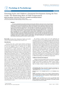 Parenting Styles and Children`s Emotional Development during the