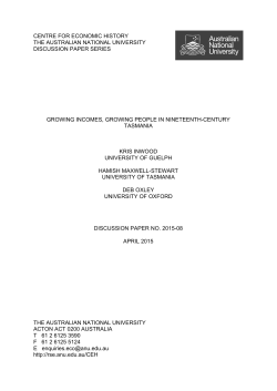 centre for economic history the australian national university