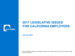 2017 Legislative Issues for California Employers