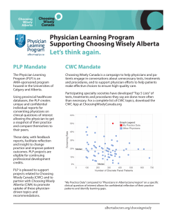 Physician Learning Program Supporting Choosing Wisely Alberta