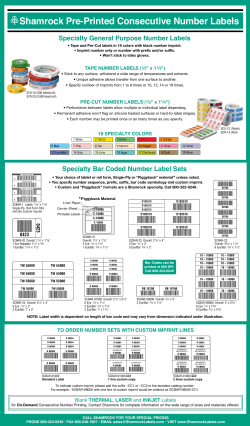 Shamrock Pre-Printed Consecutive Number Labels