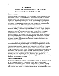 PLSC S187 - Terrorism and Counterterrorism