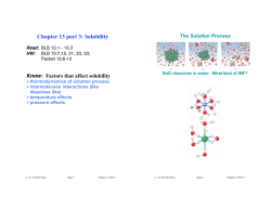 Chapter 13 part 3: Solubility