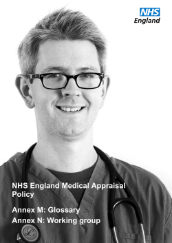 NHS England Medical Appraisal Policy Annex M: Glossary Annex N