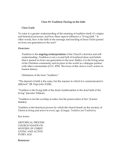 Class #3: Tradition: Passing on the faith Class