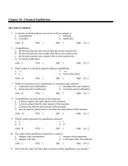 Chapter 18&mdash;Chemical Equilibrium