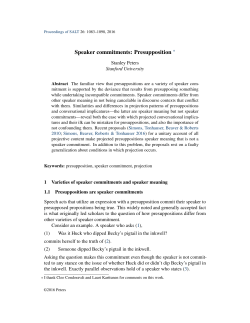 Speaker Commitments: Presupposition