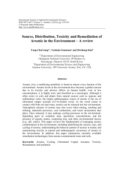 Source, Distribution, Toxicity and Remediation of Arsenic in the