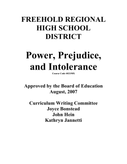 power, prejudice, and intolerance - Freehold Regional High School