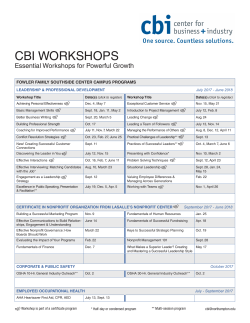 cbi workshops - Northampton Community College