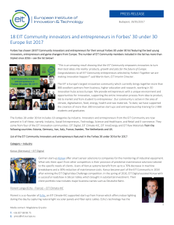 18 EIT Community innovators and entrepreneurs in