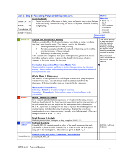 Unit 3: Day 2: Factoring Polynomial Expressions