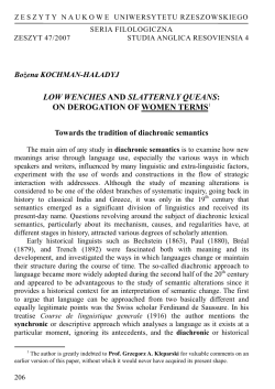 LOW WENCHES AND SLATTERNLY QUEANS: ON DEROGATION