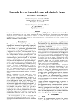 Measures for Term and Sentence Relevances: an Evaluation for