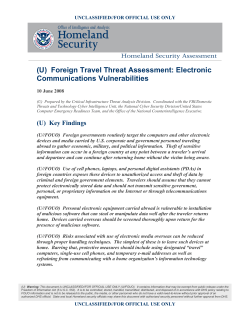 (U) Foreign Travel Threat Assessment: Electronic Communications