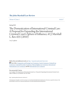 The Domestication of International Criminal Law