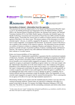 Declaration of Interest &ndash; Information from the