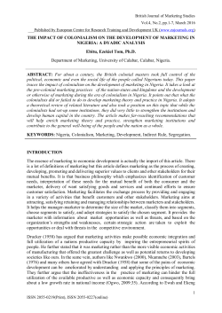 THE IMPACT OF COLONIALISM ON THE DEVELOPMENT OF