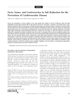 Facts, Issues, and Controversies in Salt Reduction for the Prevention