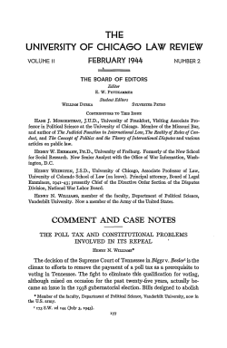 The Poll Tax and Constitutional Problems Involved in Its Repeal