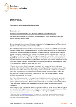 NVB response to the European Banking Authority Consultation form